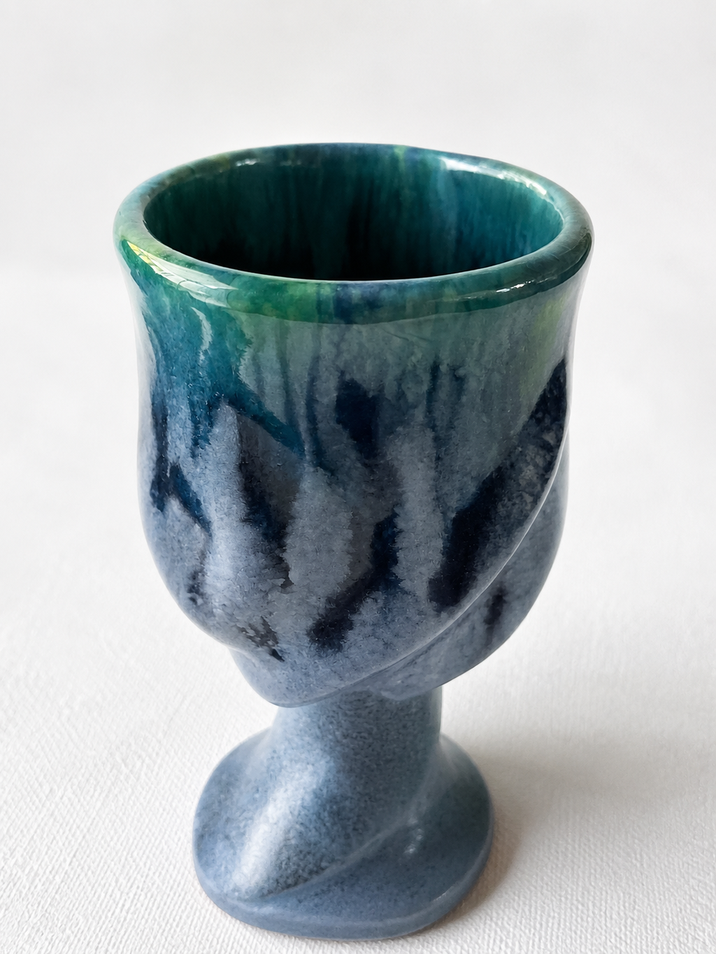 Doug Wylie 2017 Whale Tail Goblets with Green Rim, Set of Three
