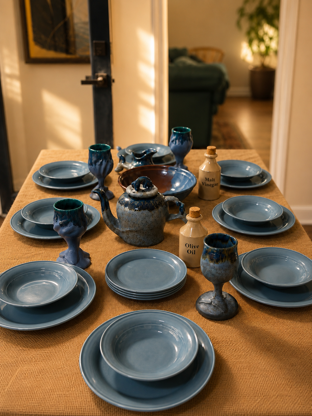 Nancy Calhoun- Japan- Light Blue 20 Piece Service for 8