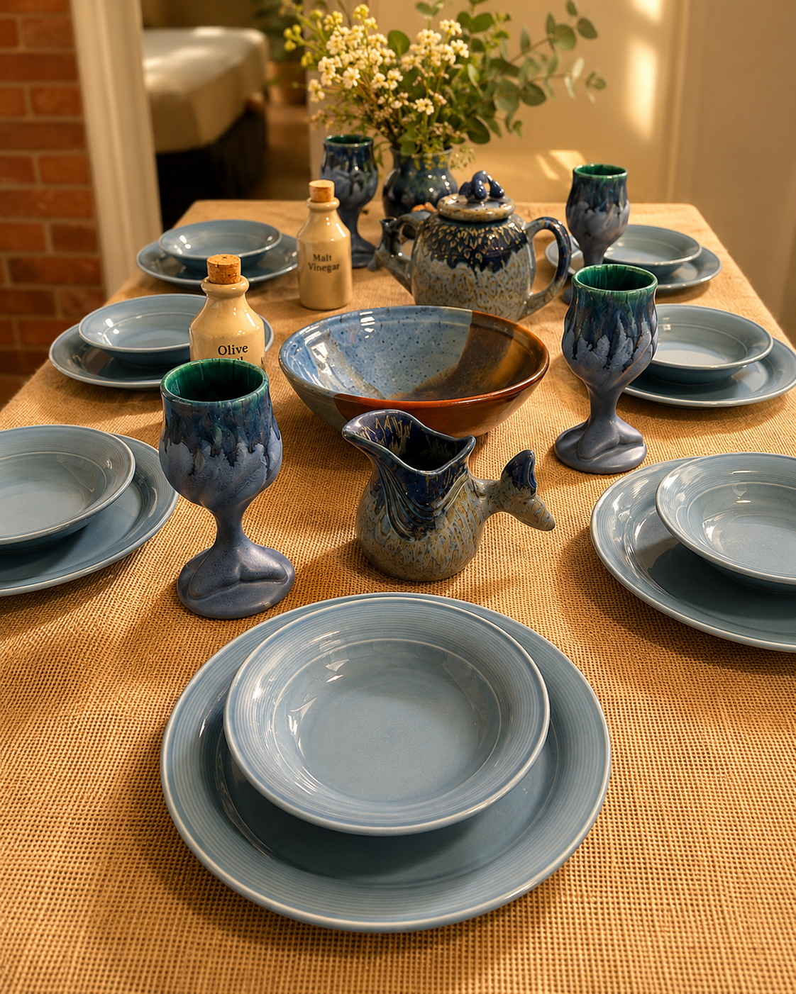 Nancy Calhoun- Japan- Light Blue 20 Piece Service for 8