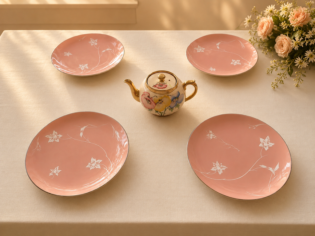 Flintridge Damask Pink Leaf 10.75-Inch Dinner Plate