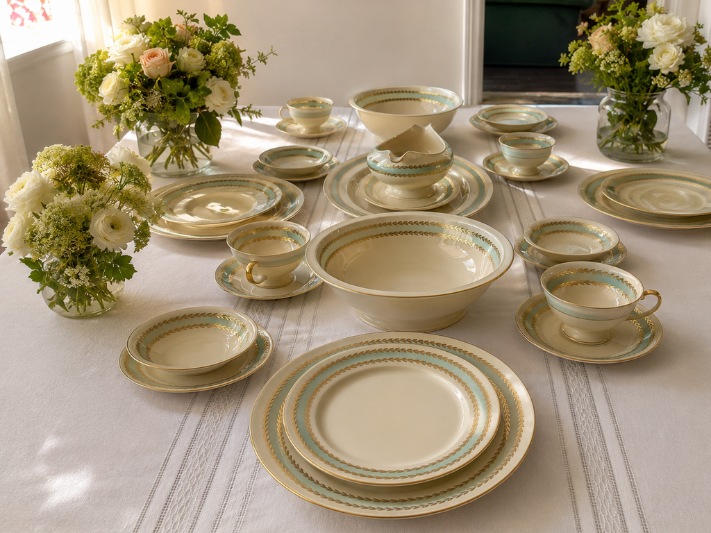 Rosenthal Marie Antoinette Green & Gold 40-Piece Service for Six