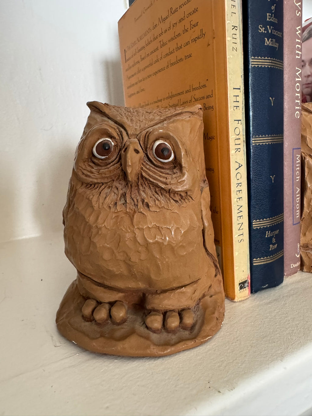 David Grossman Owl Bookends — 1978 Vintage Sculptural Resin, Dave Grossman Designs