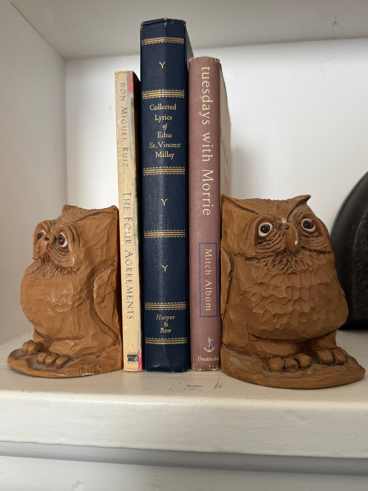 David Grossman Owl Bookends — 1978 Vintage Sculptural Resin, Dave Grossman Designs