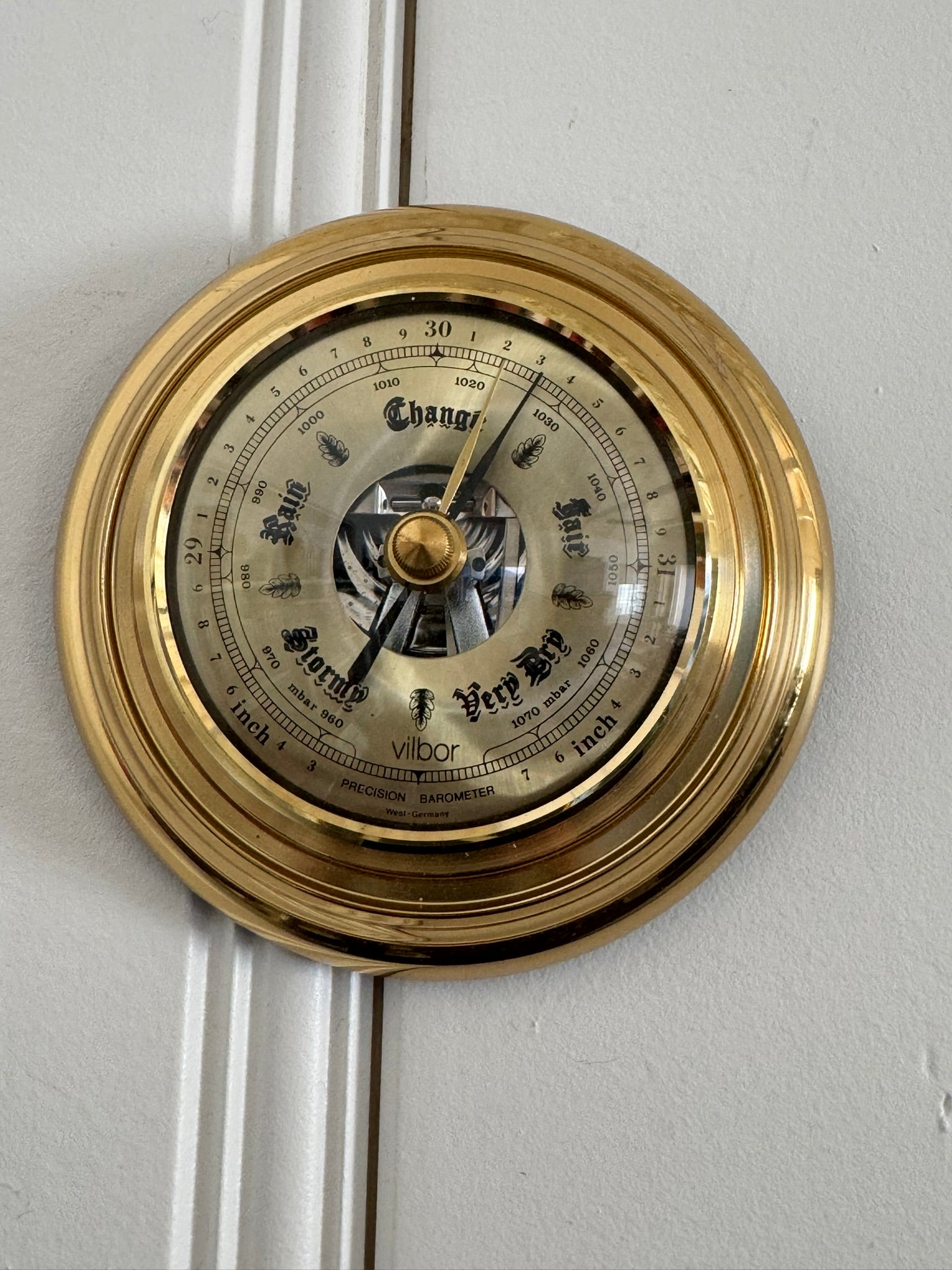 Vilbor Precision Brass Barometer — Vintage Wall Weather Station, West Germany- 5.25"