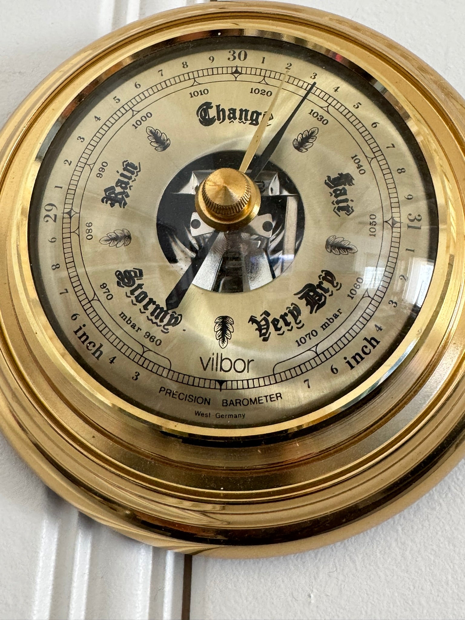 Vilbor Precision Brass Barometer — Vintage Wall Weather Station, West Germany- 5.25"