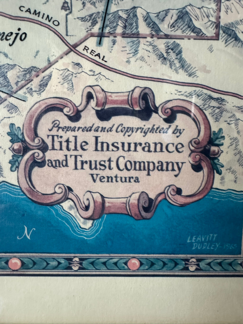 Leavitt Dudley Signed 1965 Pictorial Map — Spanish & Mexican Ranchos of Ventura County, California