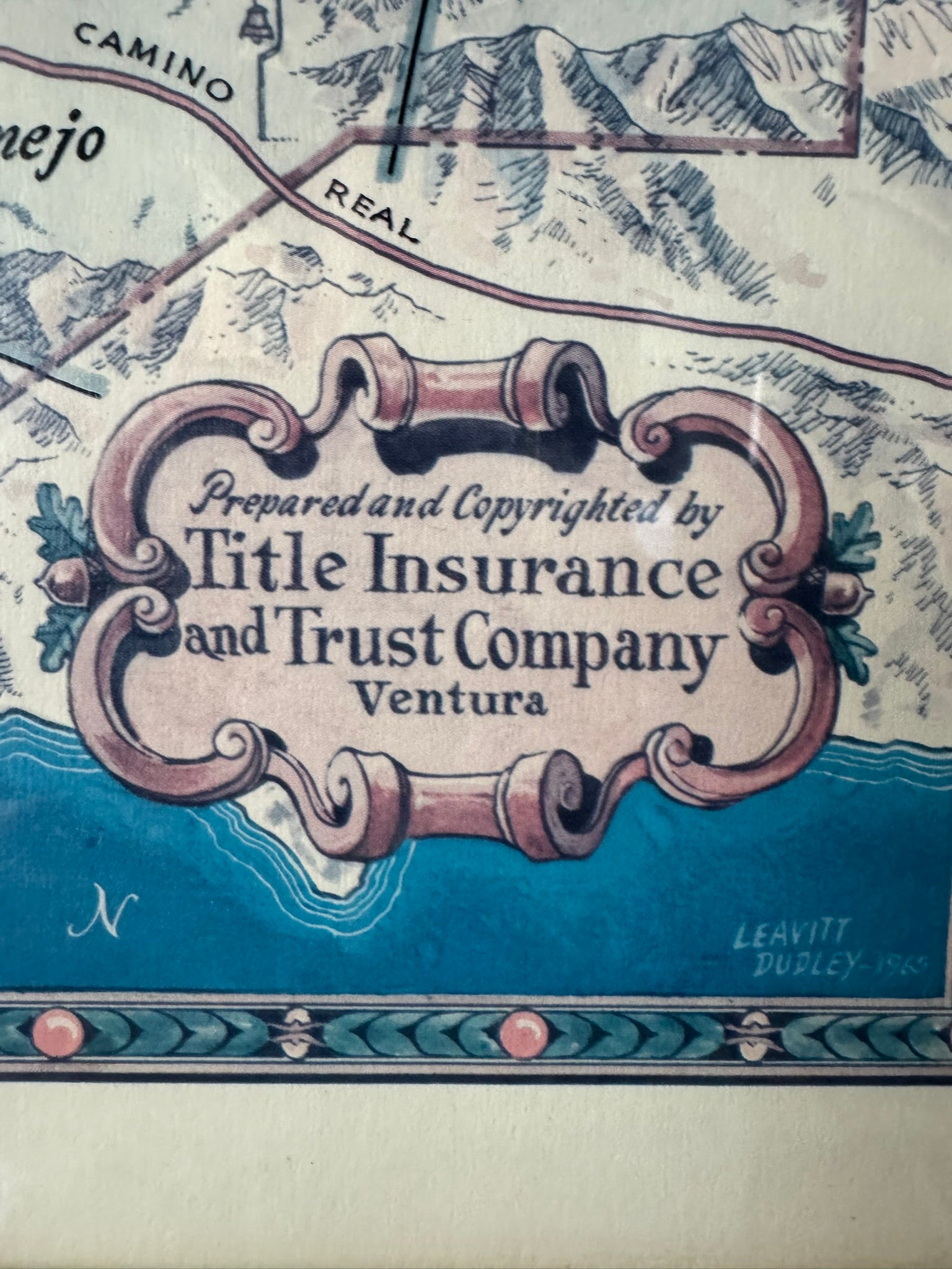 Leavitt Dudley Signed 1965 Pictorial Map — Spanish & Mexican Ranchos of Ventura County, California