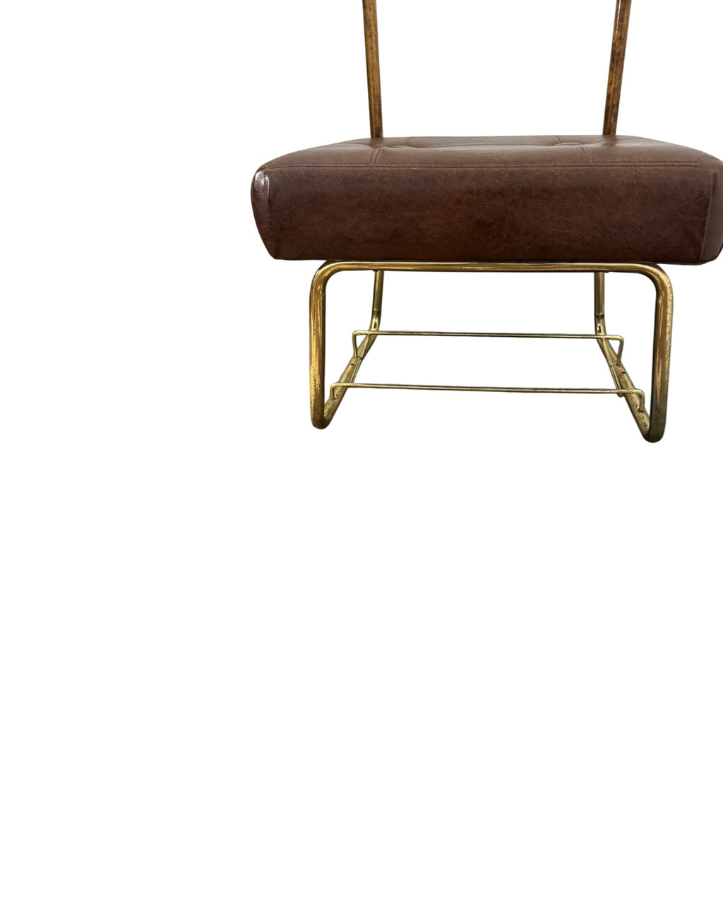 Pearl-Wick Collapsible "Val-O-Seat" Butler's Chair in Wood, Brass and Leather Like Material