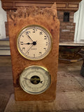 Charles Elkan Signed Hebrew Clock and Barometer in Maple Burl