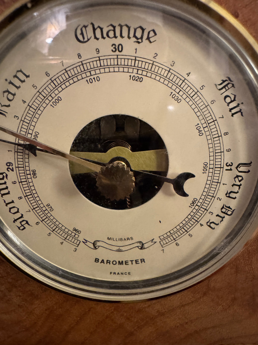 Charles Elkan Signed Hebrew Clock and Barometer in Maple Burl