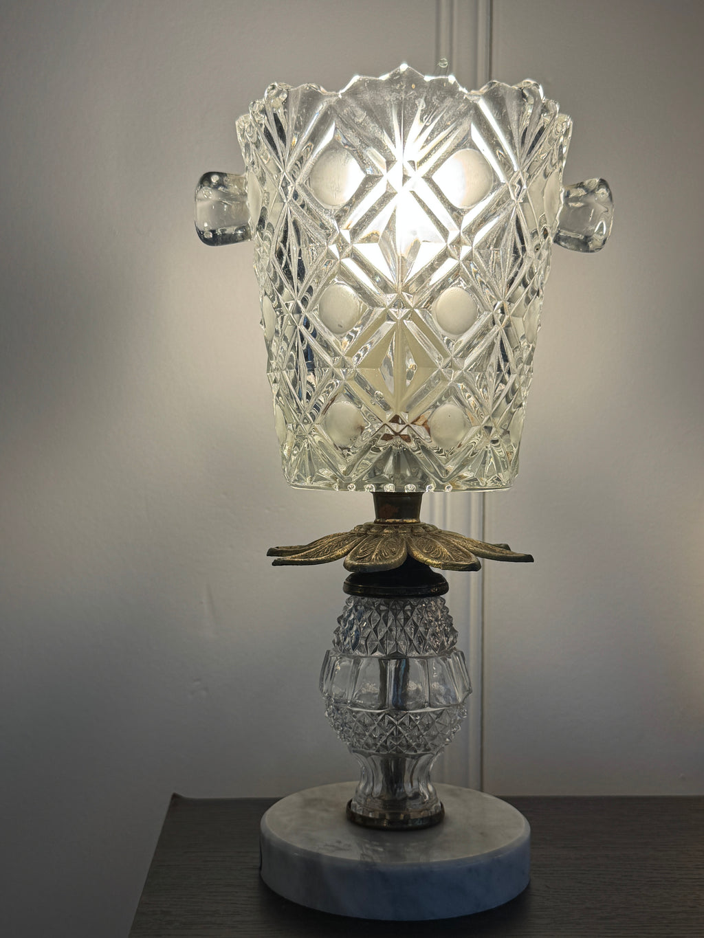 CATCO Italian Marble & Romanian Crystal Table Lamp