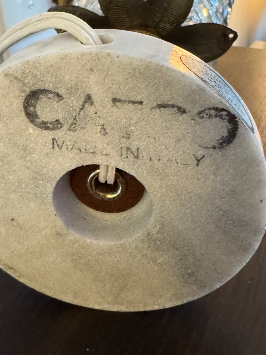 CATCO Italian Marble & Romanian Crystal Table Lamp