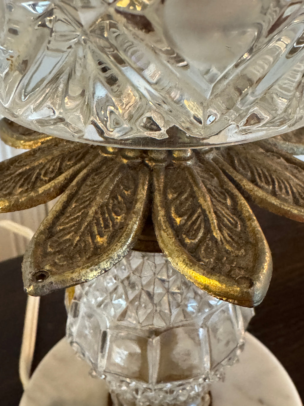 CATCO Italian Marble & Romanian Crystal Table Lamp