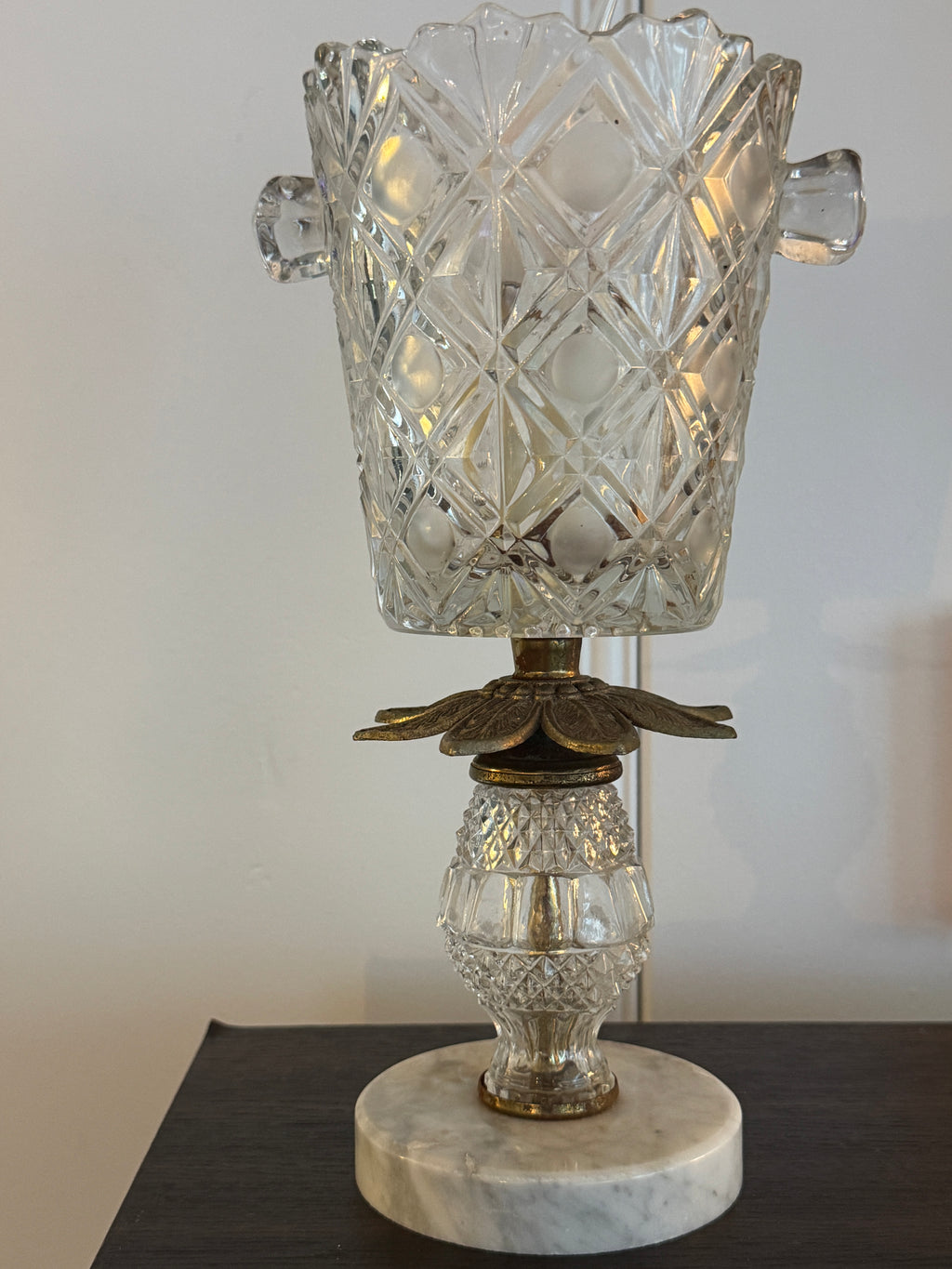 CATCO Italian Marble & Romanian Crystal Table Lamp