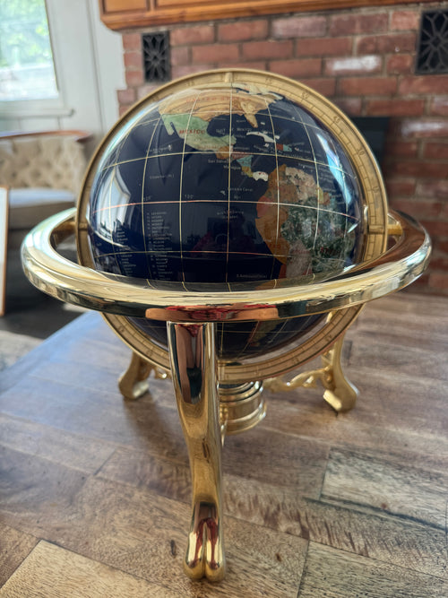 14-Inch Hand-Cut Semi-Precious Stone Globe