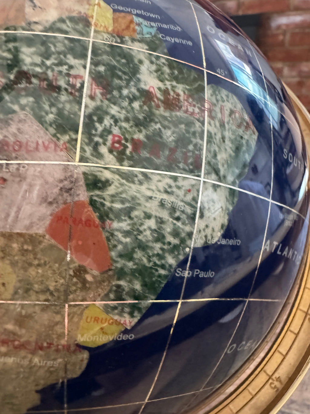 14-Inch Hand-Cut Semi-Precious Stone Globe