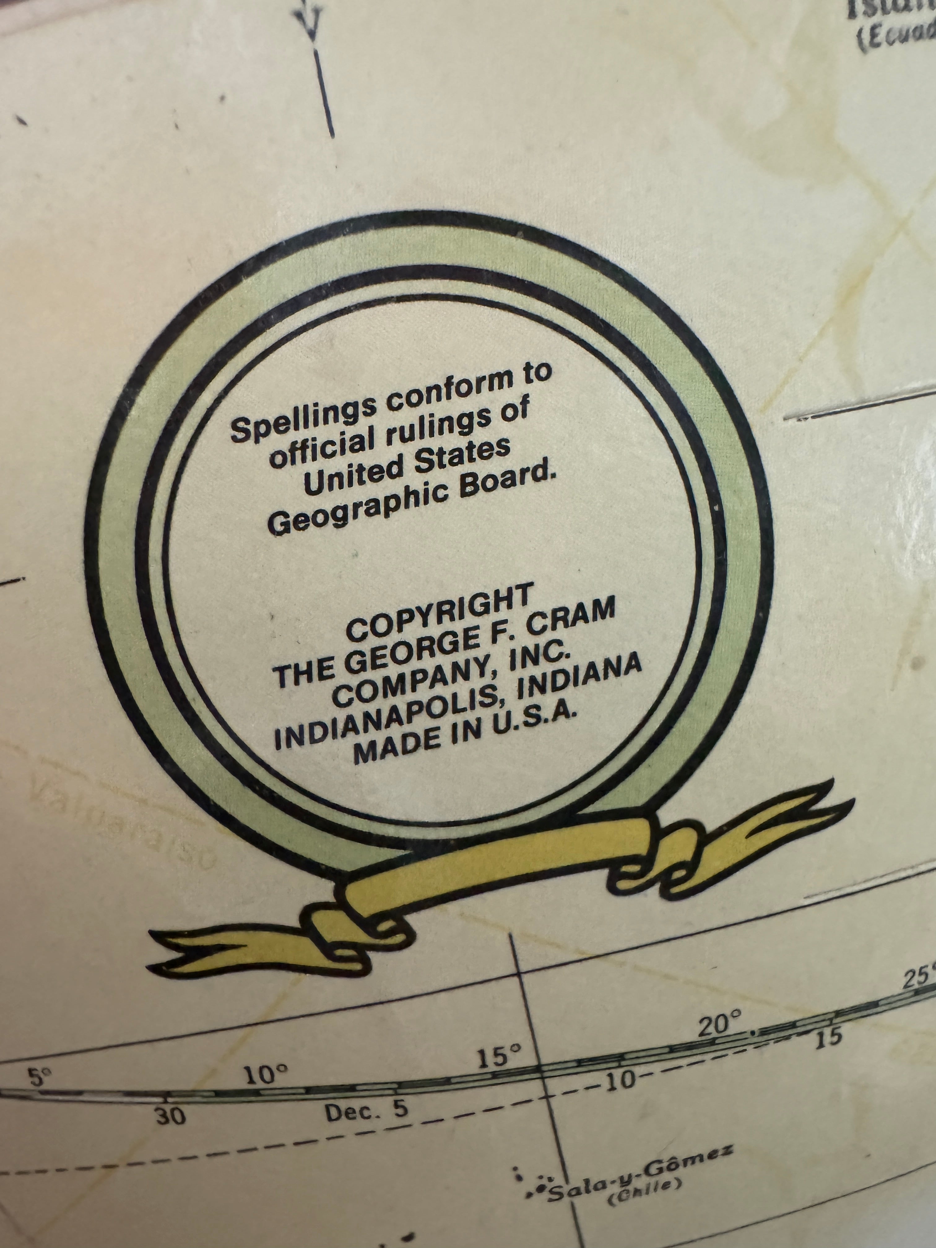Cram's Imperial World Cold War-Era Tabletop Globe