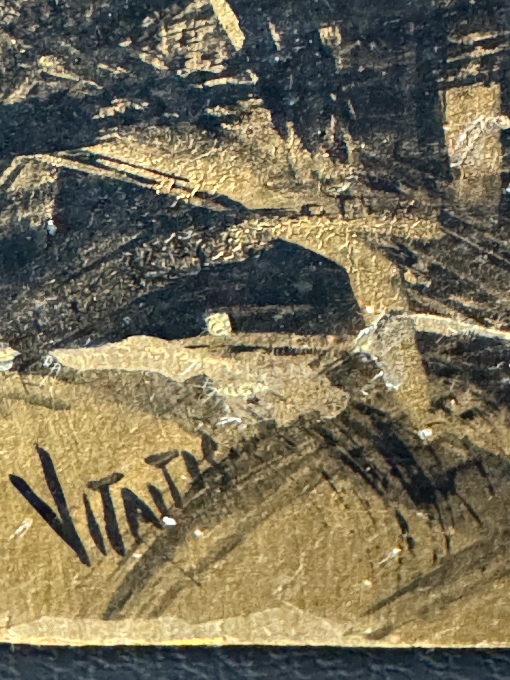 Vitatis Signed Forest Oil Painting on Wood Panel