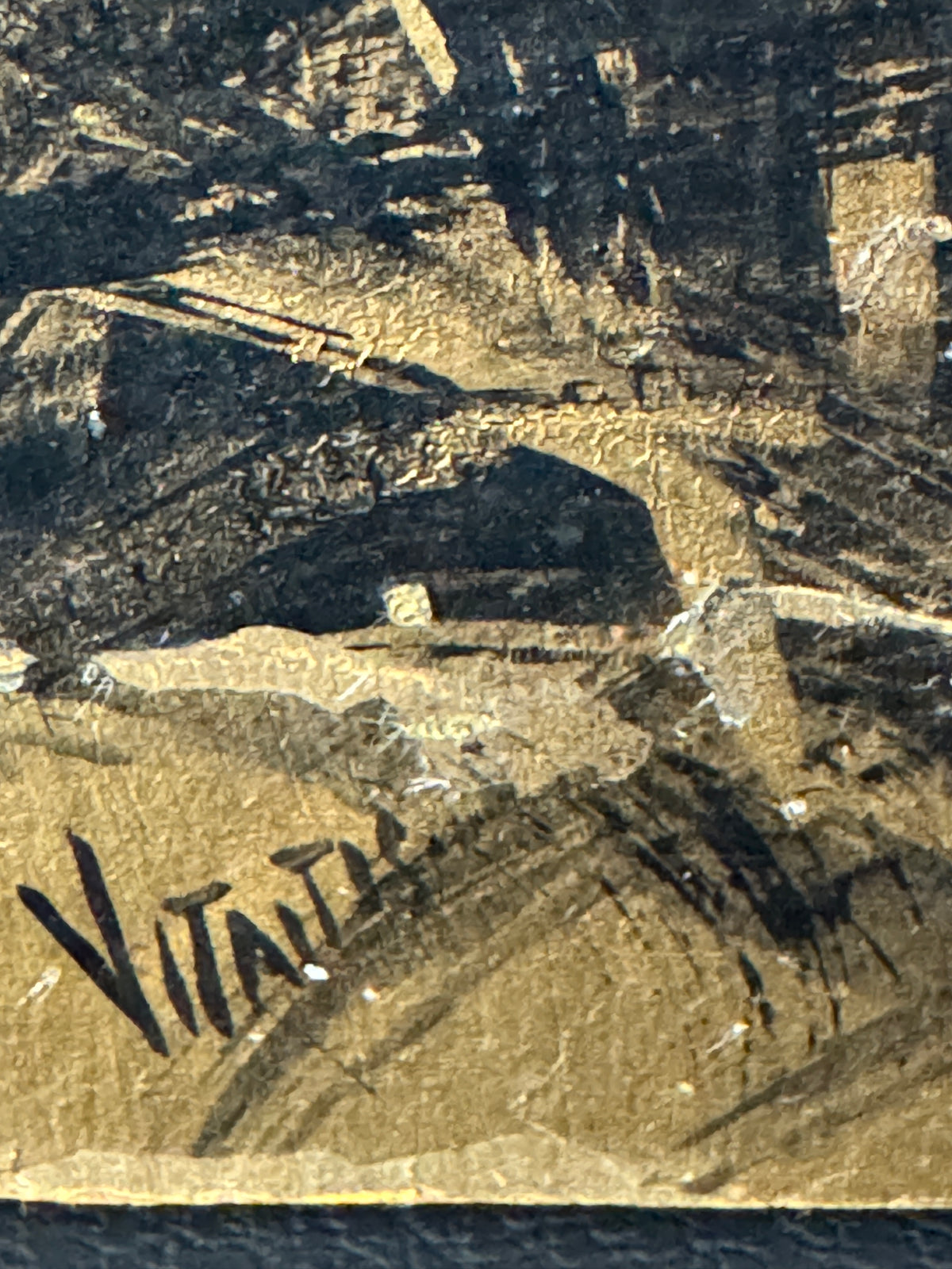 Vitatis Signed Forest Oil Painting on Wood Panel