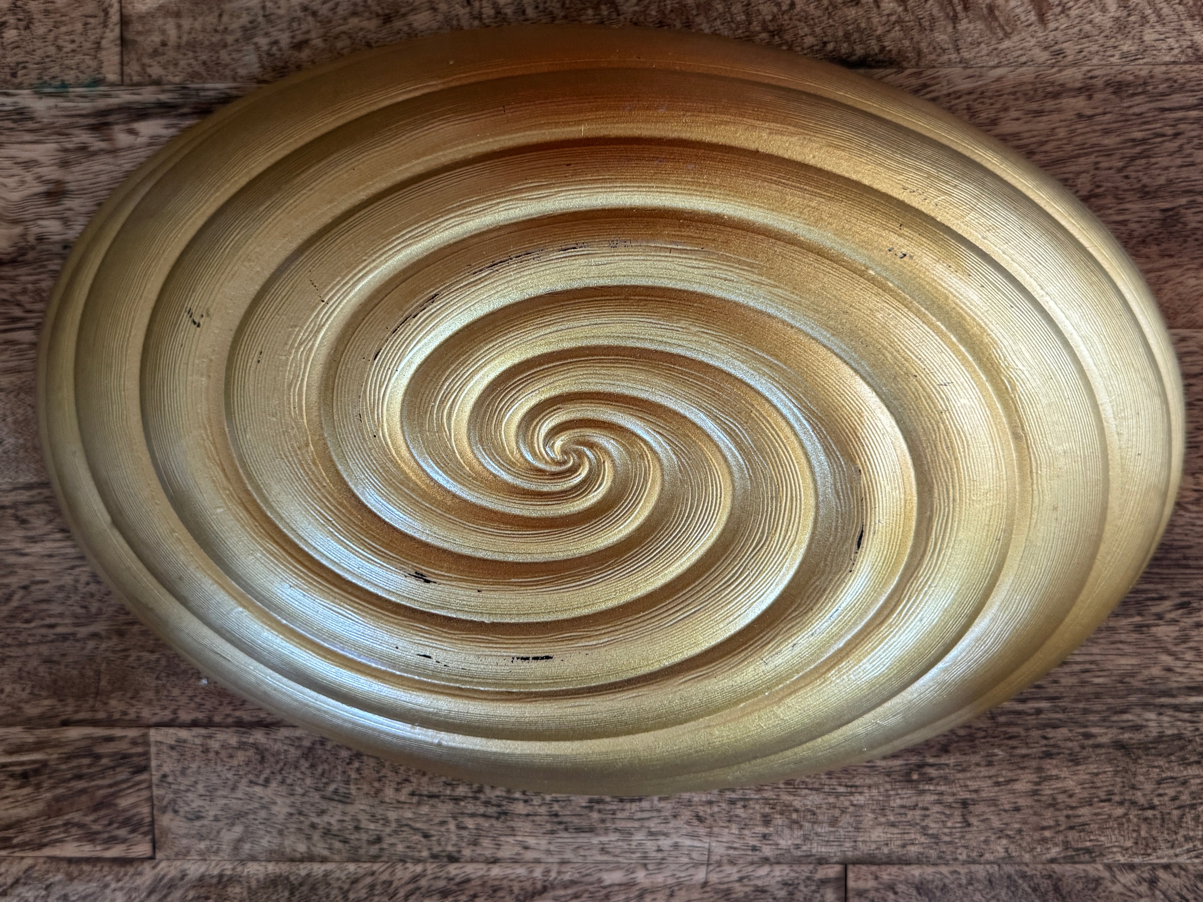 Quadrifoglio Amber, Gold and Silver Swirl Bowl with Tags
