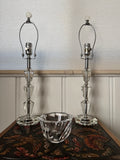 Pair of Crystal-Base Lucite Table Lamps, 22 Inch
