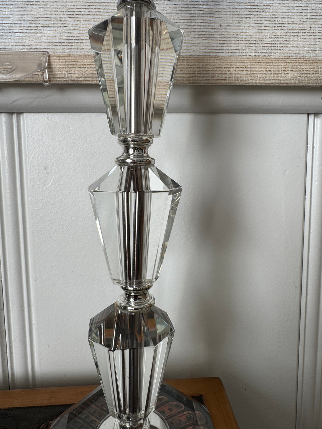 Pair of Crystal-Base Lucite Table Lamps, 22 Inch