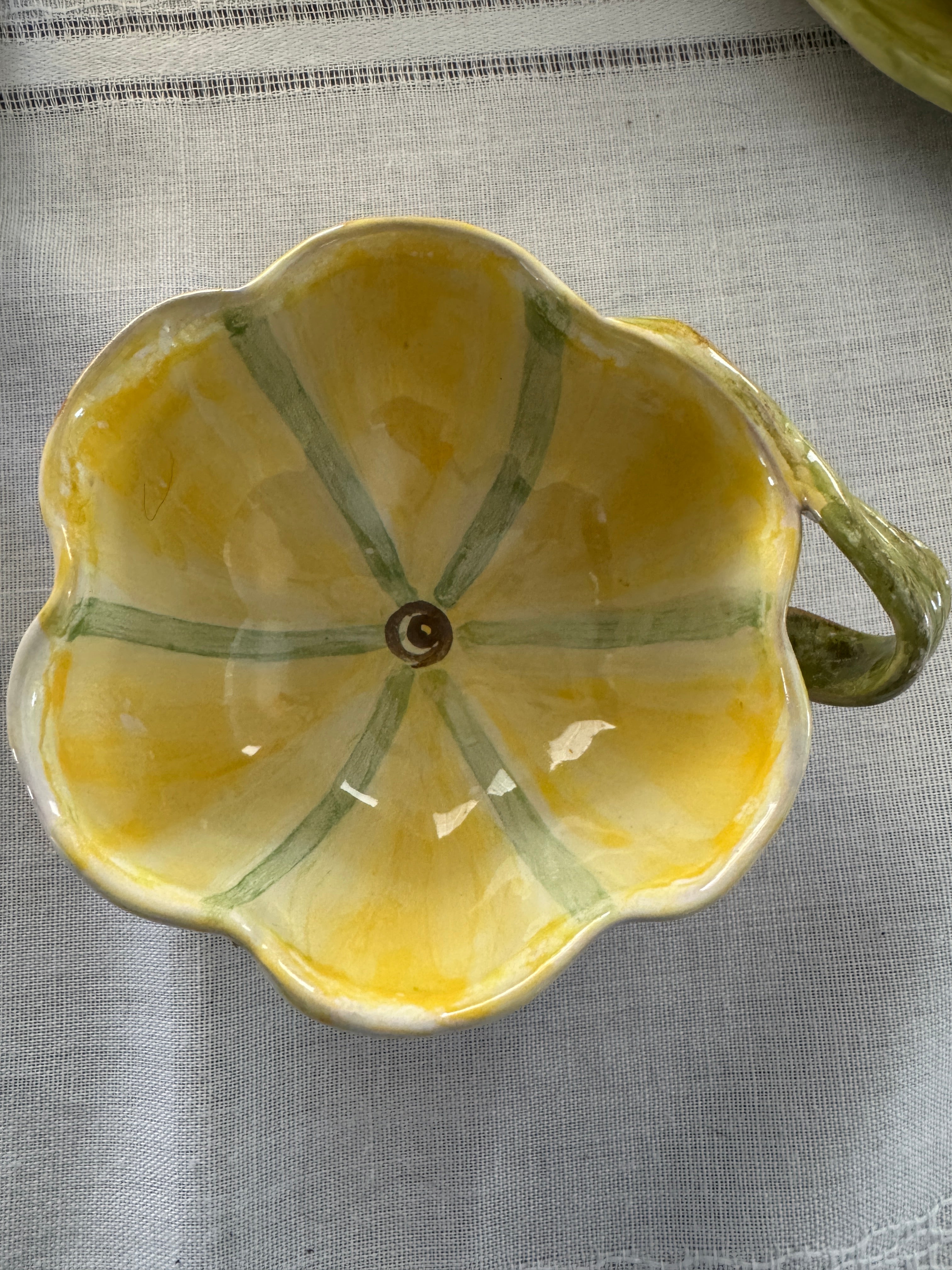 Signed Italian Hand-Painted Pumpkin Tea Set for Three
