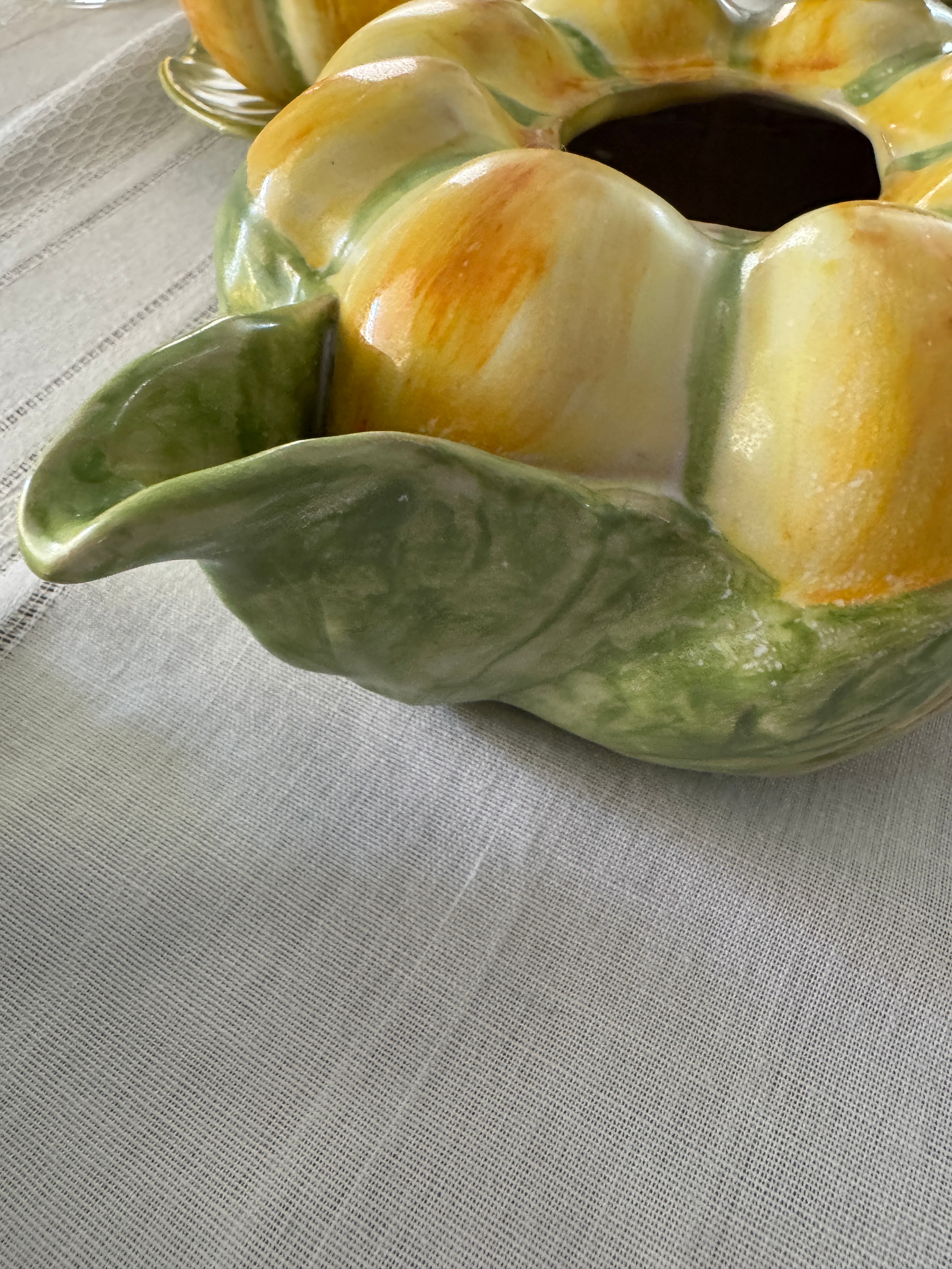 Signed Italian Hand-Painted Pumpkin Tea Set for Three